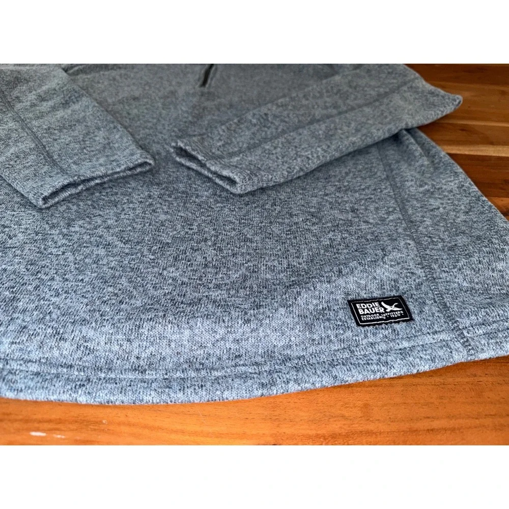 Eddie Bauer Mens 2XL Blue Heather Sweater Fleece Quarter Zip Pullover Jacket